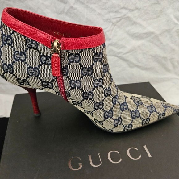 9.5 GUCCI*VERY RARE*GG MONOGRAM D RING*ZIPPERED*STILETTO*POINTED TOE* - Picture 13 of 15
